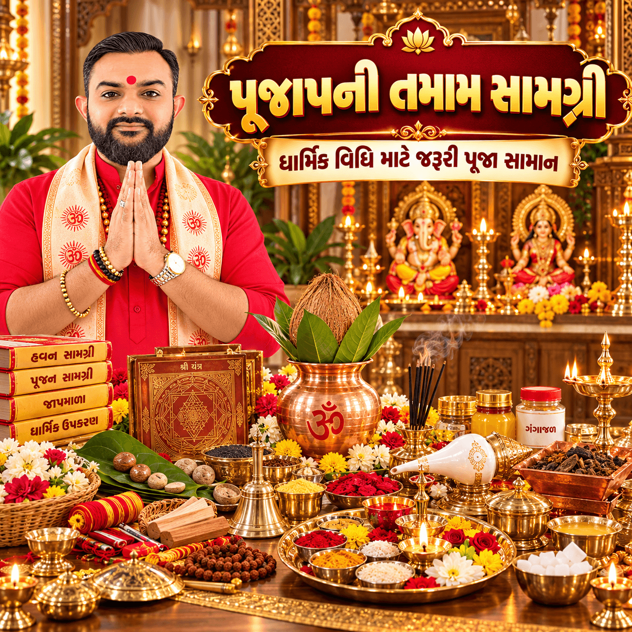 પૂજાનો દીવો અને ફૂલો